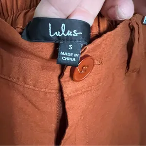 Lulus On Breezy Street Rust Orange High Rise Wide‎ Leg Flowy Linen blend Pants thumbnail 7
