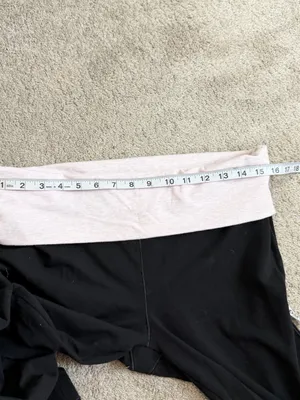 PINK Victoria’s Secret Allday Foldover Flare Leggings Pants in Black Pink L thumbnail 14