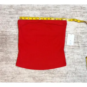 A New Day Women XS Red Ribbed Tube Top Bra Liner Stretch Y2K Basic Going Out New thumbnail 2