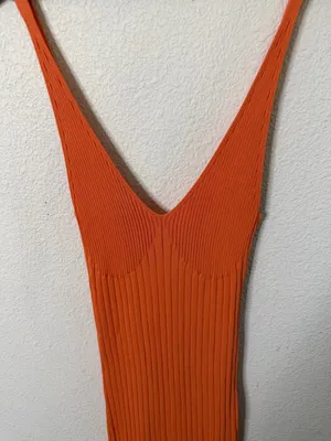 Misa Los Angeles Nova Dress in Tangerine Orange‎ Sleeveless Rib Knit Size S thumbnail 7