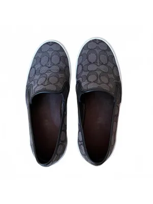 Coach Chrissy Signature Monogram Slip-On Sneakers Black Gray Women's Size 8B thumbnail 3