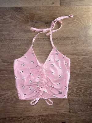Hollister hawaii floral pink halter tank top small thumbnail 1