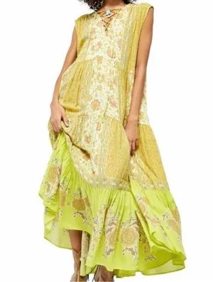FREE PEOPLE Hanalei Bay Dress in Yellow Combo Small thumbnail 1