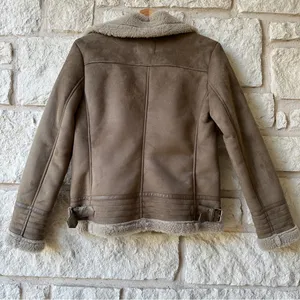 Zara Women's Tan Faux Suede Biker Jacket thumbnail 4