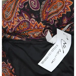 NWT Ny Collection Womens Long Sleeve Mesh Maxi Dress Black Rust Paisley PXL thumbnail 4