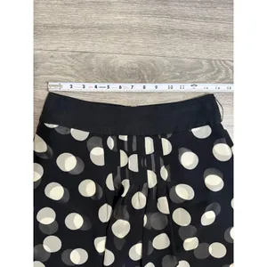 Ann Taylor 100% Silk Midi Skirt Size 2 Black White Polka Dot Pleated‎ A-Line Mod thumbnail 6