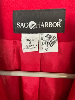 Sag Harbor Women’s Red Jacket Blazer 100% Wool Size 12 Very New No damage thumbnail 4