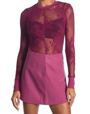 Free People U Into This Lace Long Sleeve Top In Rose Hypnotic Size thumbnail 6