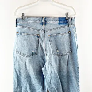 Abercrombie The 90's Straight Leg Ultra High Rise Slit Hem Jeans Blue 32 / 14 L thumbnail 6