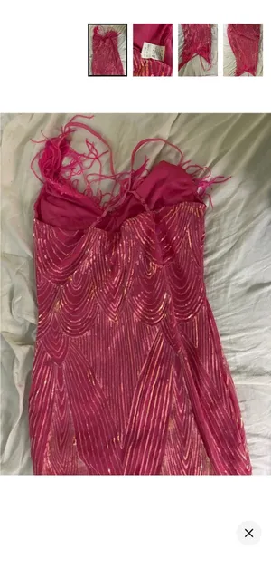 Hot Pink sequin Dress Size L thumbnail 4