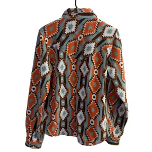 Outback Trading Tabitha Big Shirt Womens Medium Orange Button Up Fleece Aztec thumbnail 9