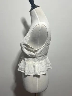Hollister white smocked peplum crop top thumbnail 4