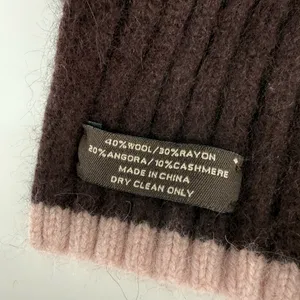 Coach Brown and Pink Cashmere Ribbed Scarf thumbnail 4