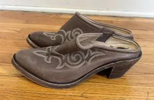 Spirit by Lucchese Women's Brown Embroidered Sandy Mules Sz 8.5 Western Cowgirl thumbnail 1