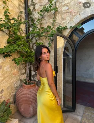 Zara golden Yellow Maxi satin corset bodycon formal Dress evening party wedding thumbnail 7