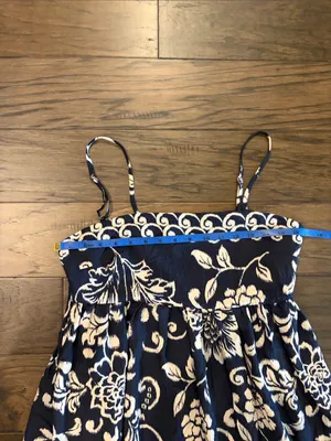 TCEC Blue/Cream Pattern Maxi Dress Sz S thumbnail 6