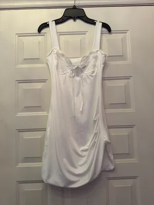 White Lace-Accent fitting Chemise with Bow Tie and lace. thumbnail 7