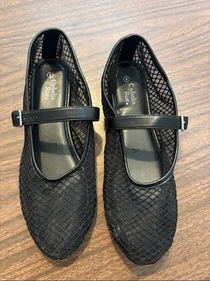Ophelia Roe Size 9 Black Mesh Fishnet Mary Jane Flats thumbnail 1