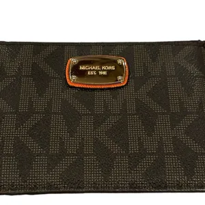 Michael Kors jet set key ring credit card signature brown MK ID case thumbnail 3