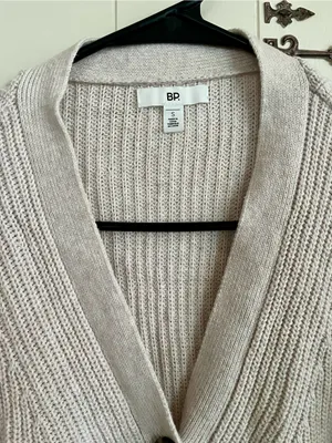 bp Neutral Ribbed Button-Down Cardigan thumbnail 3