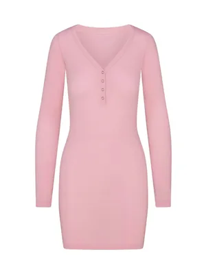 SKIMS (G14) WOOL RIB HENLEY DRESS (10878) | Color HALITE | Size SMALL thumbnail 3