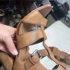 Aldo Strappy Gladiator Stacked Block Heel Leather Sandals Cognac Sz 9 thumbnail 8