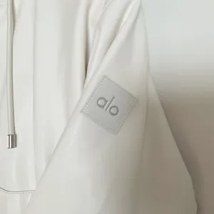 Alo Yoga Faux Leather Power Hour Full Zip Cropped Jacket Ivory XS thumbnail 12