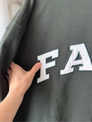 Shop Fancy Mockneck sweatshirt varsity patch letters christmas collection forest thumbnail 7