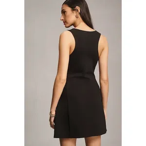 NWT‎ Anthropologie Black Scoop Neck Racerback Mini Dress with Pockets Small NWT thumbnail 2