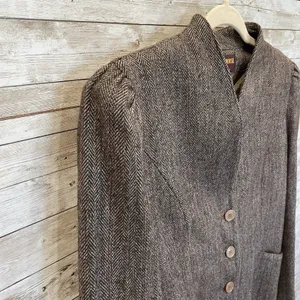 Vintage Peabody House Womens 13/14 Blazer Herringbone Brown Wool‎ Blend Lined thumbnail 6
