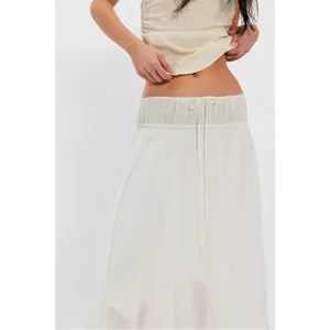 Free People FP One Bohemian Fairy Kaia Asymmetrical Midi Skirt Ivory Large NWT thumbnail 2