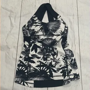 Lululemon black floral tank top thumbnail 2