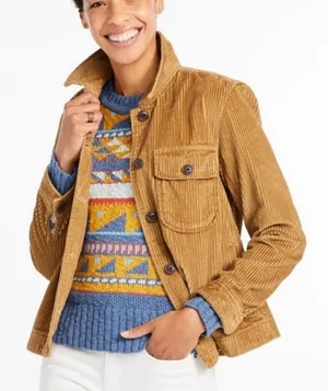 LL Bean Wide Wale Corduroy Button Up Cotton Shirt Jacket Size‎ MEDIUM Pockets thumbnail 1