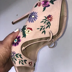 Betsey Johnson embroidered flowers caira heels thumbnail 5