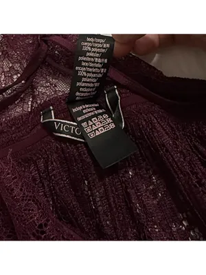 Victoria’s Secret Burgundy Plum Babydoll Slip Lingerie Sheer Lace Sz M Medium thumbnail 7