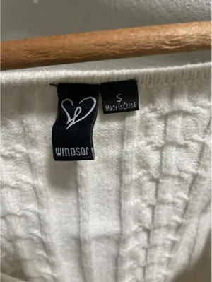 Windsor Cable Knit V Neck Long Sleeve Sleeve Ivory Size S thumbnail 2