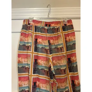 C&C California Maui Beach Linen Pants Size Medium Drawstring Elastic Waist Boho thumbnail 5