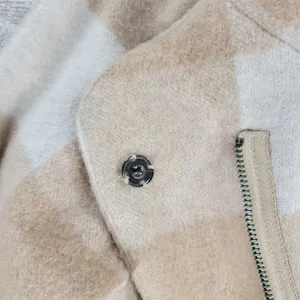 Marine Layer Wool Blend Coat Womens Med Beige Tan Plaid Check Pattern thumbnail 11