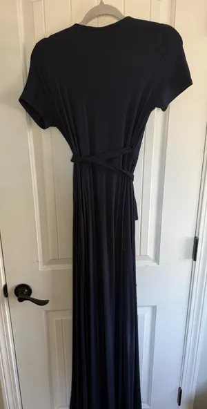Lulus Navy Blue Maxi Wrap Dress thumbnail 5