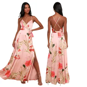 Lulus Still the One Blush Pink Floral Print Satin Maxi Dress size XS thumbnail 3