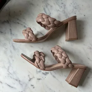 Women's Nude Braided Heels Tan Size 6.5 thumbnail 3