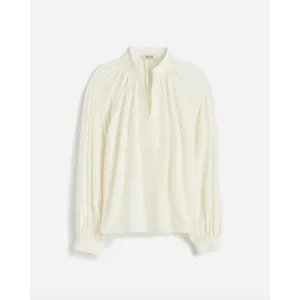 Madewell Shirred Long Sleeve Top Blouse Silk Lightweight Winter White Medium NWT thumbnail 5