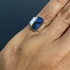 925 Sterling Silver Ring with Handblown Glass Stone Size 6¼ thumbnail 9