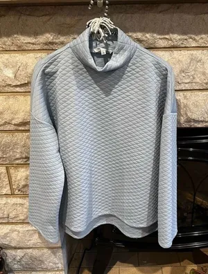 Blue Quilted Mockneck Sweatshirt - Daily Thread XS Top thumbnail 1