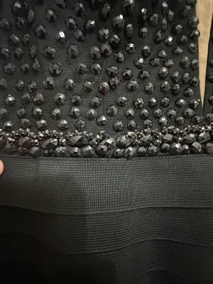 Sherri Hill Homecoming Black Deep V Neck Short Dress with Beading thumbnail 5