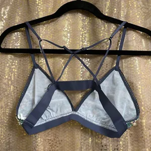 Aerie blue mesh ruffle strappy triangle bralette M, NWOT thumbnail 2