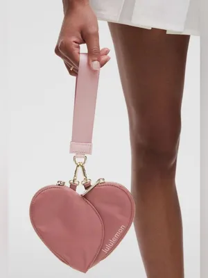 Lululemon Dual Pouch Wristlet Bag Heart Shaped Spice Chai Pink Haze Gold NWT thumbnail 1