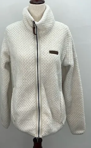 Columbia Sportswear Cream White Full Zip Women’s Sherpa Fleece Jacket Medium thumbnail 1