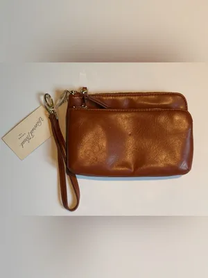 Universal Thread nwt Brown Double-Zip Wristlet Clutch thumbnail 4