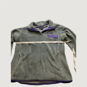 Patagonia Re-Tool Snap-T Fleece Pullover Grey Purple Trim Womens XL thumbnail 5